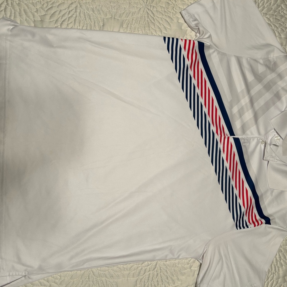 PGA Tour golf shirt White with patriotic diagonal stripe in sz medium